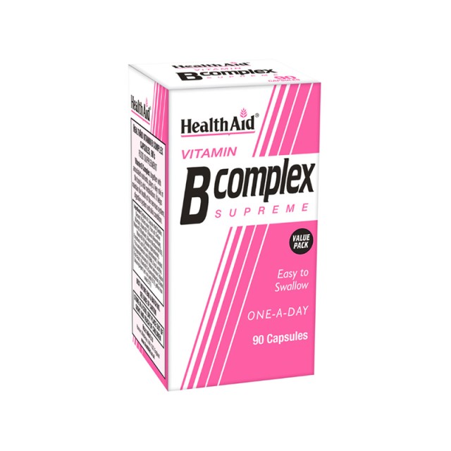 HEALTH AID Β-Complex Συμπλήρωμα Διατροφής με Σύμπλεγμα Βιταμινών Β για Διατήρηση της Υγείας του Νευρικού Συστήματος 90 Κάψουλες