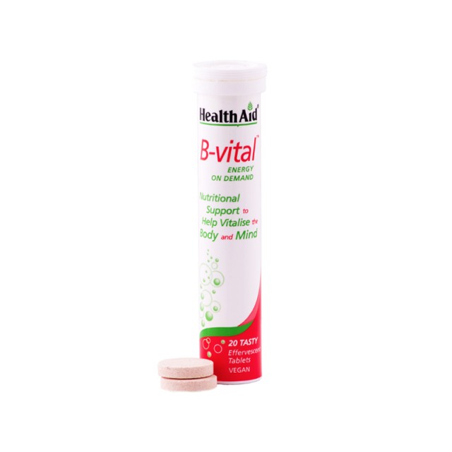HEALTH AID B-Vital -Energy - Apricot Συμπλήρωμα Διατροφής με Σύμπλεγμα Βιταμινών Β, C & Μετάλλων για Τόνωση Σώματος & Πνεύματος 20 Αναβράζουσες Ταμπλέτες