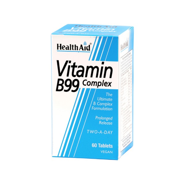 HEALTH AID B 99 Complex Συμπλήρωμα Διατροφής με Ενισχυμένο Συνδυασμό Βιταμινών Συμπλέγματος Β 60 Ταμπλέτες Βραδείας Αποδέσμευσης