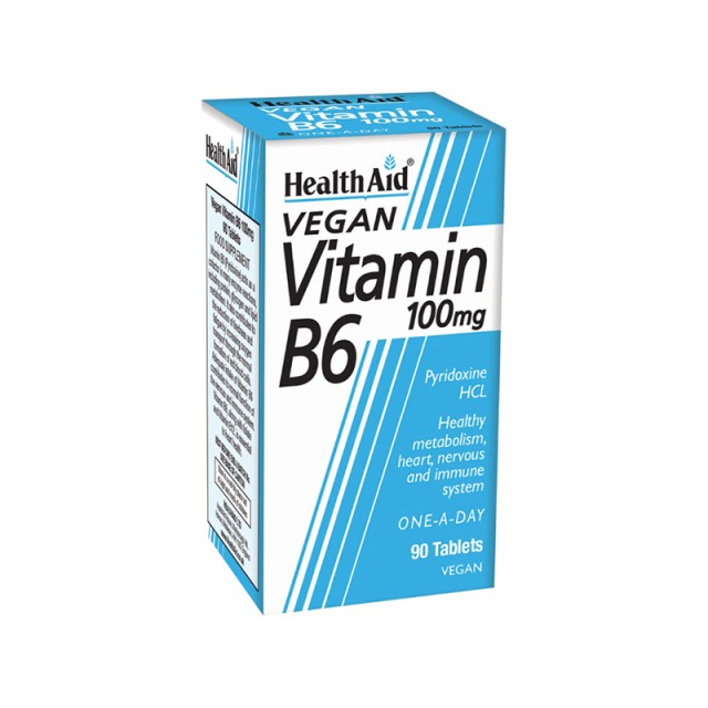 HEALTH AID B6 Vitamin 100mg Συμπλήρωμα Διατροφής με Βιταμίνη Β6 για την Ισορροπία Μεταβολισμού & Ορμονών 90 Ταμπλέτες