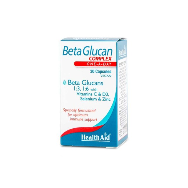 HEALTH AID Beta Glucan Complex & D3 2000Iu Συμπλήρωμα Διατροφής με Βήτα Γλυκάνες, Βιταμίνες & Μέταλλα για Ενίσχυση του Ανοσοποιητικού & της Καρδιάς 30 Φυτικές Κάψουλες