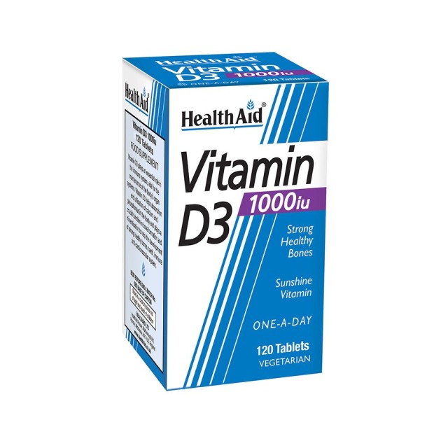 HEALTH AID Vitamin D3 1000Iu Συμπλήρωμα Διατροφής με Βιταμίνη D3 για τη Διατήρηση της Υγείας των Οστών & του Ανοσοποιητικού 120 Ταμπλέτες