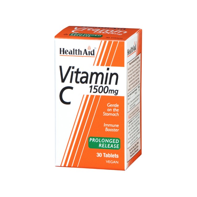 HEALTH AID Vitamin C 1500mg Βιταμίνη C Βραδείας Αποδέσμευσης Για Εύκολη Απορρόφηση 30 Ταμπλέτες