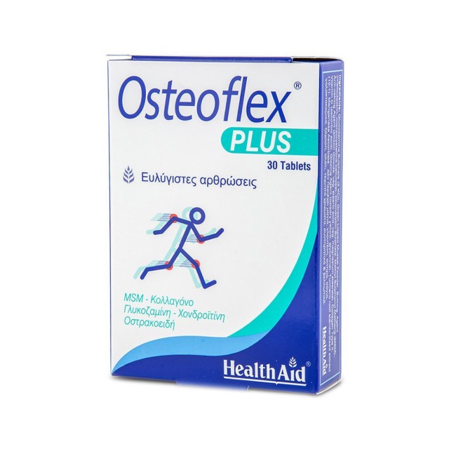 HEALTH AID Osteoflex Plus Συμπλήρωμα Διατροφής με Γλυκοζαμίνη, Χονδροϊτίνη, Κολλαγόνο & MSM για Ξεκούραστες Αρθρώσεις 30 Ταμπλέτες