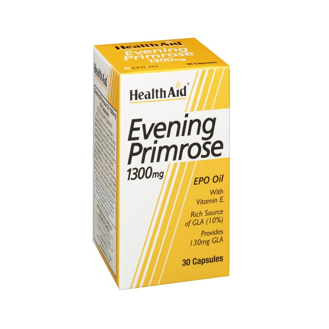 HEALTH AID Evening Primrose 1300mg Συμπλήρωμα Διατροφής με Έλαιο Νυχτολούλουδου & Βιταμίνη Ε για Ρύθμιση των Ορμονών 30 Κάψουλες