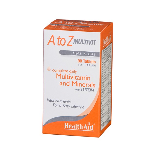 HEALTH AID Α To Ζ Multivit Πολυβιταμινούχο Συμπλήρωμα Διατροφής με Βιταμίνες, Μέταλλα & Λουτεΐνη 90 Ταμπλέτες