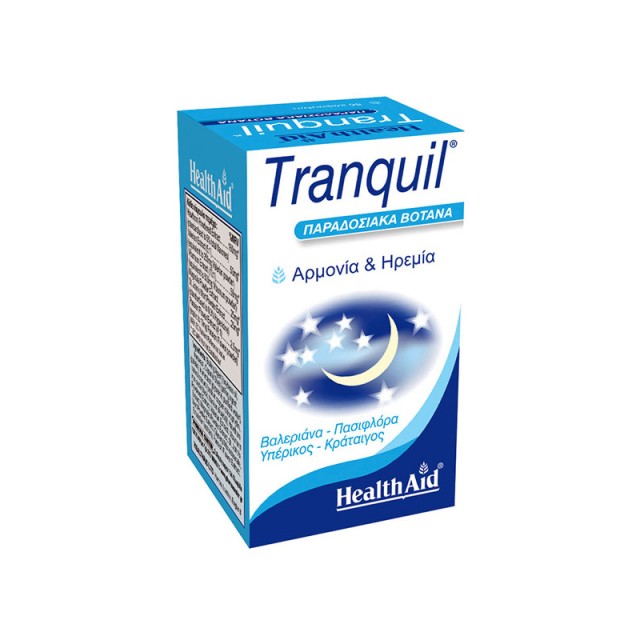 HEALTH AID Tranquil Συμπλήρωμα Διατροφής με Βαλεριάνα, Κράταιγο, Πασιφλόρα & Υπέρικο για Καταπολέμηση Άγχους & Αϋπνίας 30 Κάψουλες