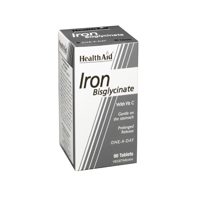 HEALTH AID Iron Bisglycinate 30Mg Συμπλήρωμα Διατροφής με Δισγλυκινικό Σίδηρο & Βιταμίνη C για Διατήρηση της Ποιότητας του Αίματος 90 Ταμπλέτες