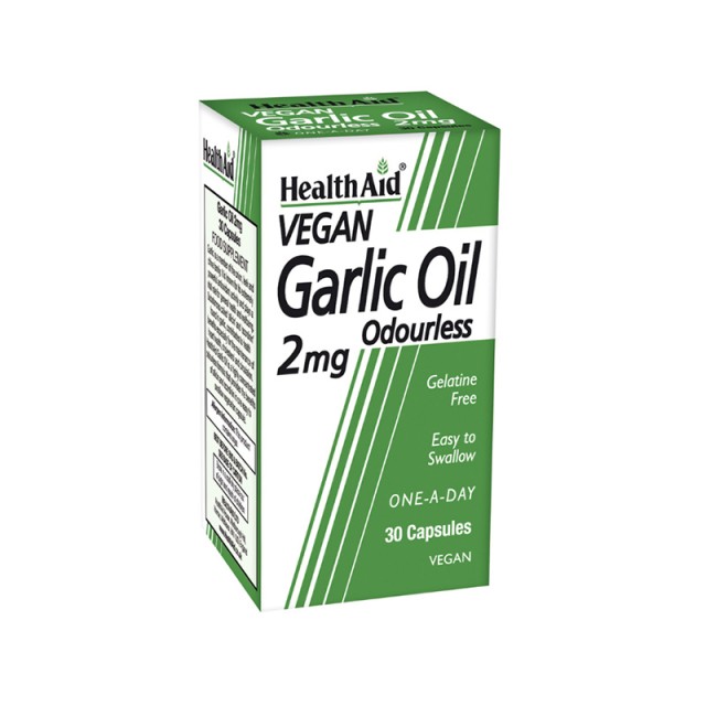 HEALTH AID Garlic Oil 2mg Συμπλήρωμα Διατροφής με Έλαιο Σκόρδου για Ρύθμιση Πίεσης & Χοληστερόλης 30 Φυτικές Κάψουλες