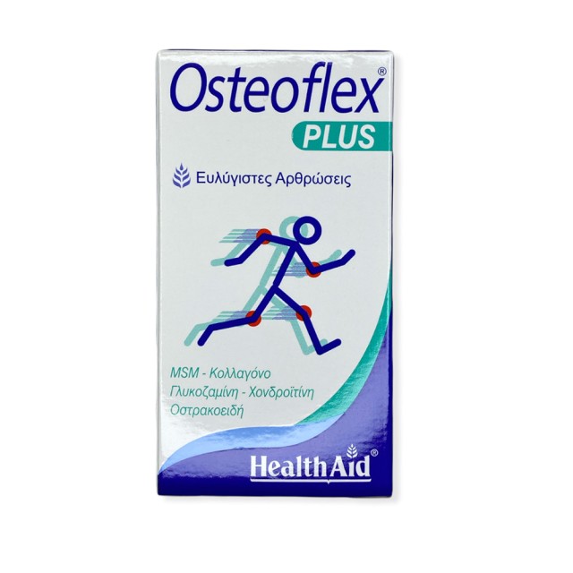 HEALTH AID Osteoflex Plus - Pain Συμπλήρωμα Διατροφής με Γλυκοζαμίνη, Χονδροϊτίνη, Κολλαγόνο & MSM για την Καλή Υγεία των Αρθρώσεων 60 Ταμπλέτες