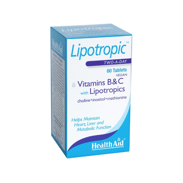 HEALTH AID Lipotropics with Vitamins B & C Συμπλήρωμα Διατροφής με Βιταμίνες Β & C, Χολίνη, Ινοσιτόλη, Μεθειονίνη για Υποστήριξη του Μεταβολισμού 60 Ταμπλέτες