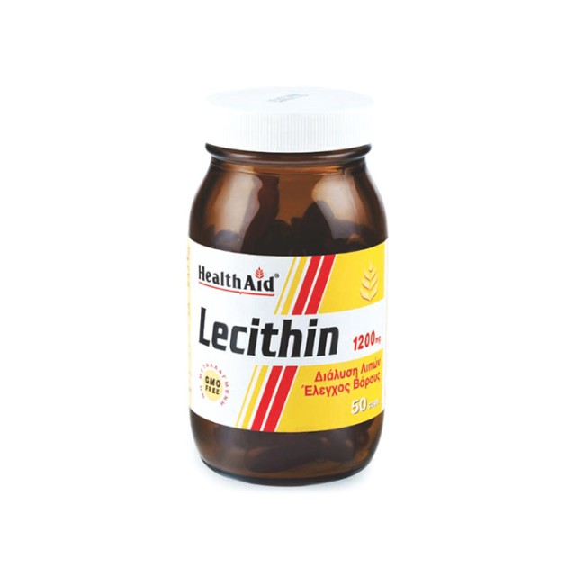 HEALTH AID Lecithin 1200mg Συμπλήρωμα Διατροφής Λεκιθίνης Φυσικής Λιποδιάλυσης 50 Κάψουλες
