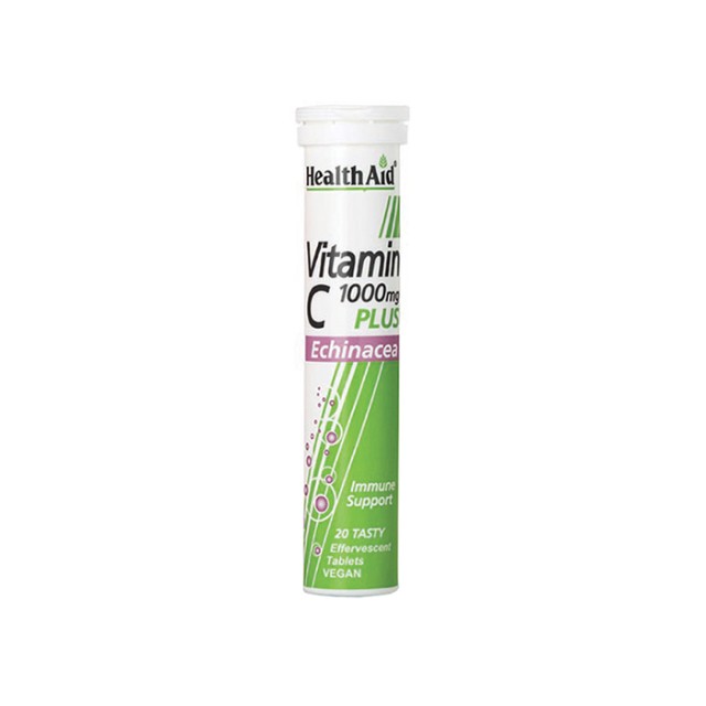 HEALTH AID Echinacea + Vit. C 1Gr Lemon Συμπλήρωμα Διατροφής με Βιταμίνη C & Echinacea με Γεύση Λεμόνι για Ενίσχυση του Ανοσοποιητικού 20 Αναβράζουσες Ταμπλέτες