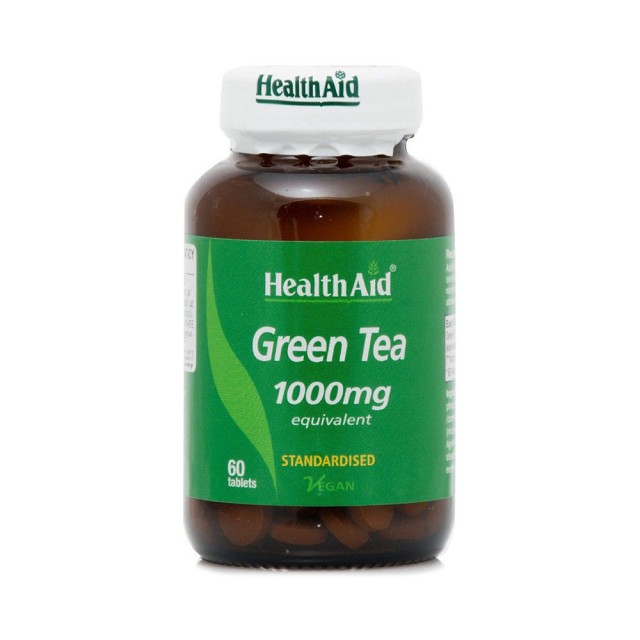 HEALTH AID Green Tea 1000mg Συμπλήρωμα Διατροφής Αδυνατίσματος με Πράσινο Τσάι και Αντιοξειδωτική Δράση 60 Ταμπλέτες