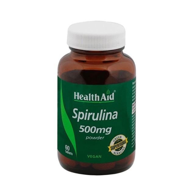 HEALTH AID Spirulina 500mg Συμπλήρωμα Διατροφής με Σπυρουλίνα για Ενέργεια & Τόνωση του Οργανισμού 60 ταμπλέτες