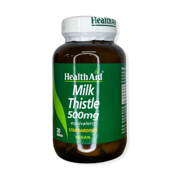 HEALTH AID Milk Thistle 500Mg Συμπλήρωμα Διατροφής με Γαϊδουράγκαθο για Υγιές Συκώτι & Σωστή Πέψη 30 Ταμπλέτες