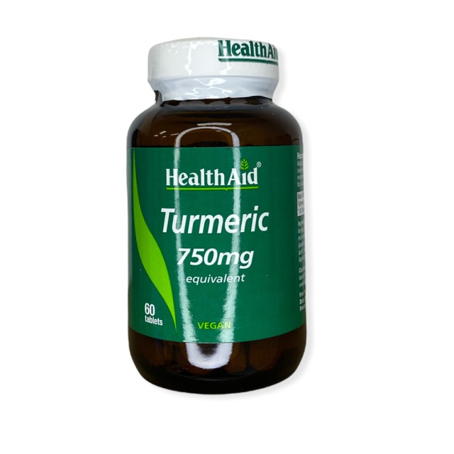 HEALTH AID Turmeric 750Mg Συμπλήρωμα Διατροφής με Κουρκουμίνη, Ισχυρό Αντιοξειδωτικό - Αντιφλεγμονώδες 60 Ταμπλέτες