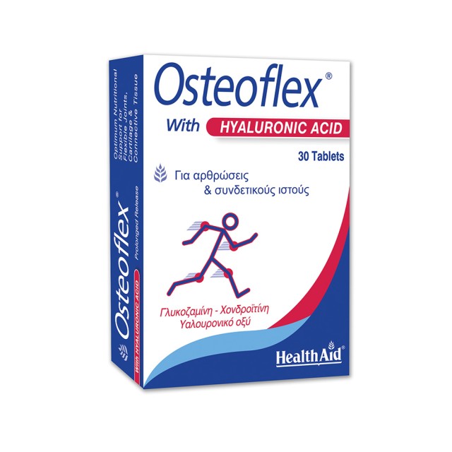 HEALTH AID Osteoflex Hyaluronic - Hydration Συμπλήρωμα Διατροφής με Γλυκοζαμίνη, Χονδροϊτίνη & Υαλουρονικό Οξύ για Οστεοαρθρίτιδα & Υγιή Συνδετικό Ιστό 30 Ταμπλέτες