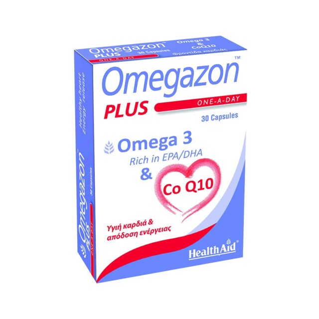 HEALTH AID Omegazon Plus (Ω3 & Coq10) Συμπλήρωμα Διατροφής για Καλή Λειτουργία της Καρδιάς, του Κυκλοφορικού & Μυϊκού Συστήματος 30 Κάψουλες