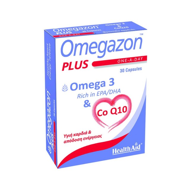 HEALTH AID Omegazon Plus (Ω3 & Coq10) Συμπλήρωμα Διατροφής για Καλή Λειτουργία της Καρδιάς, του Κυκλοφορικού & Μυϊκού Συστήματος 30 Κάψουλες