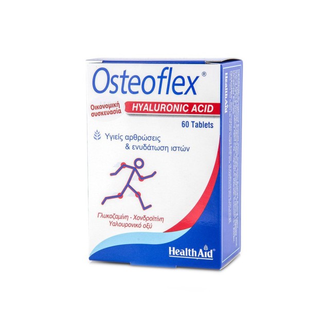 HEALTH AID Osteoflex Hyaluronic Συμπλήρωμα Διατροφής με Γλυκοζαμίνη, Χονδροϊτίνη, Υαλουρονικό Οξύ για Οστεοαρθρίτιδα & Υγιή Συνδετικό Ιστό 60 Ταμπλέτες