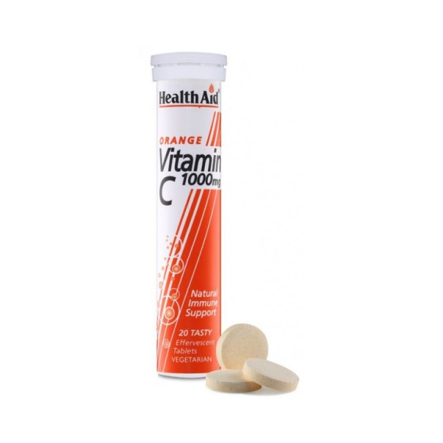 HEALTH AID Vitamin C 1000mg Orange Δισκία Με Υψηλή Περιεκτικότητα Σε Βιταμίνη C Πορτοκάλι 20 αναβράζοντα δισκία