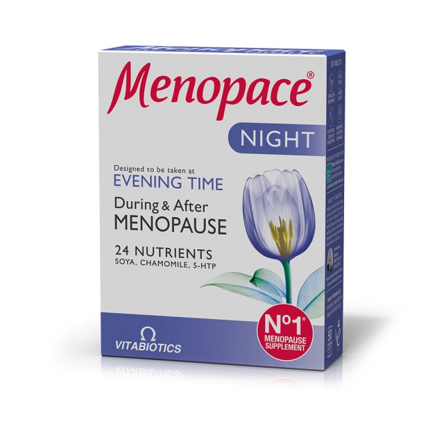 VITABIOTICS Menopace® Night Συμπλήρωμα για τα Συμπτώματα της Εμμηνόπαυσης 30 ταμπλέτες