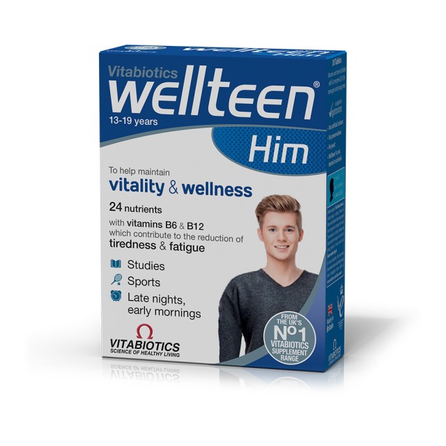 VITABIOTICS Wellteen Him Συμπλήρωμα Διατροφής για Εφήβους και Νέους Άντρες 30 Ταμπλέτες