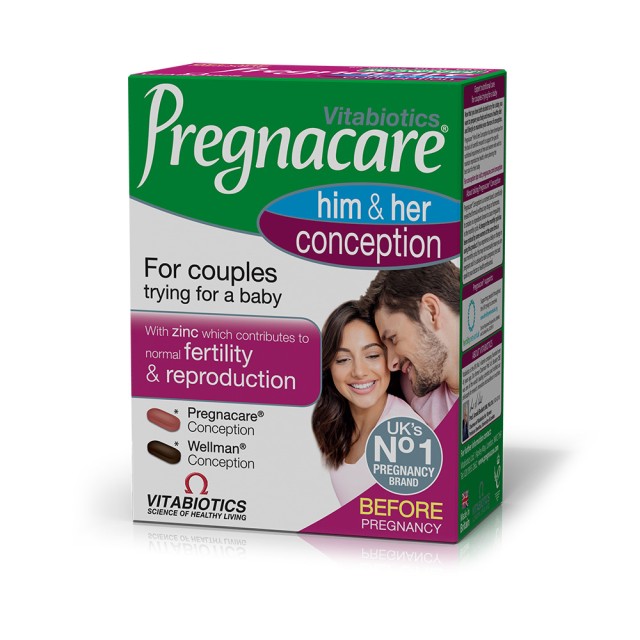 VITABIOTICS Pregnacare® Him & Her Conception Διπλή Φόρμουλα για την Ενίσχυση του Αναπαραγωγικού Συστήματος του Άνδρα & της Γυναίκας 2 x 30 Ταμπλέτες
