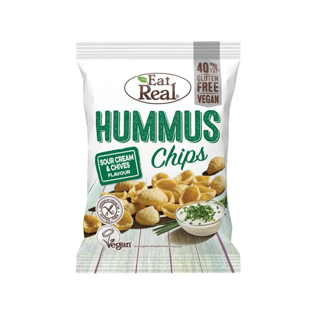 EAT REAL Chips χούμους ξινή κρέμα & σχοινόπρασο 113gr