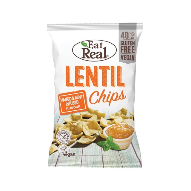 EAT REAL Chips φακής μέντα / μάνγκο 113gr