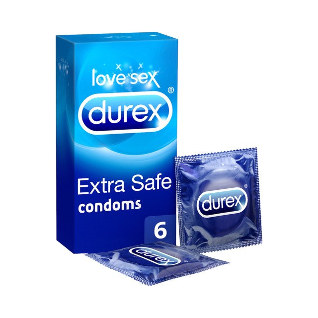 DUREX Extra Safe Προφυλακτικά με Ελαφρώς Παχύτερα Τοιχώματα για Απόλυτη Ασφάλεια 6τμχ