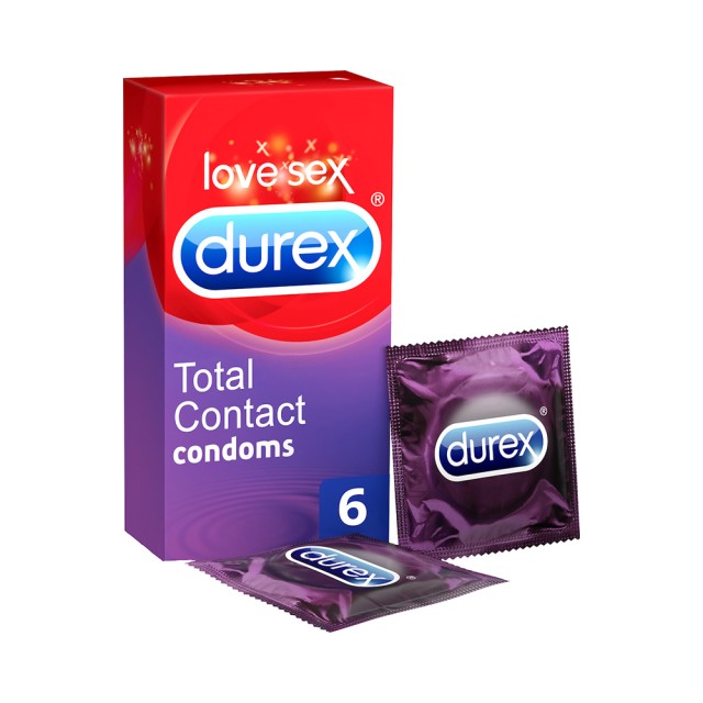 DUREX Total Contact Εξαιρετικά Λεπτά Προφυλακτικά με Περισσότερο Λιπαντικό 6τμχ