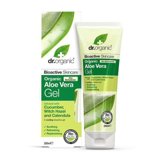 DR ORGANIC aloe vera gel with cucumber Βιολογικό Ενυδατικό Τζελ με Αλόη Βέρα, Αγγούρι & Αμαμελίδα 200ml