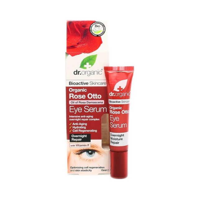DR. ORGANIC Rose Otto Eye Serum Ορός Ματιών με Βιολογικό Έλαιο Τριαντάφυλλου 15ml