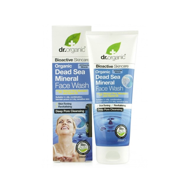 DR. ORGANIC Dead Sea Mineral Face Wash Υγρό Καθαριστικό Προσώπου από Βιολογικά Μεταλλικά Στοιχεία της Νεκράς Θάλασσας 200 ml