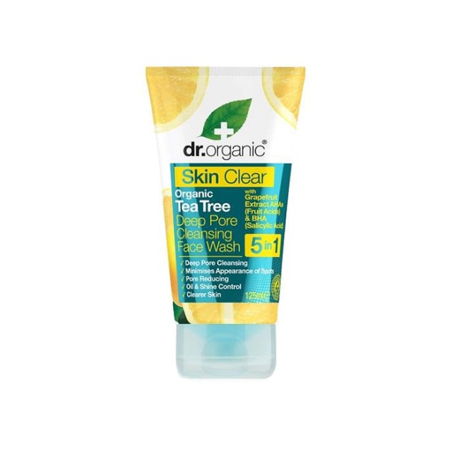 DR. ORGANIC Skin Clear Organic Tea Tree Deep Pore Cleansing Face Wash Καθαριστικό Προσώπου για Λιπαρές Επιδερμίδες 125ml