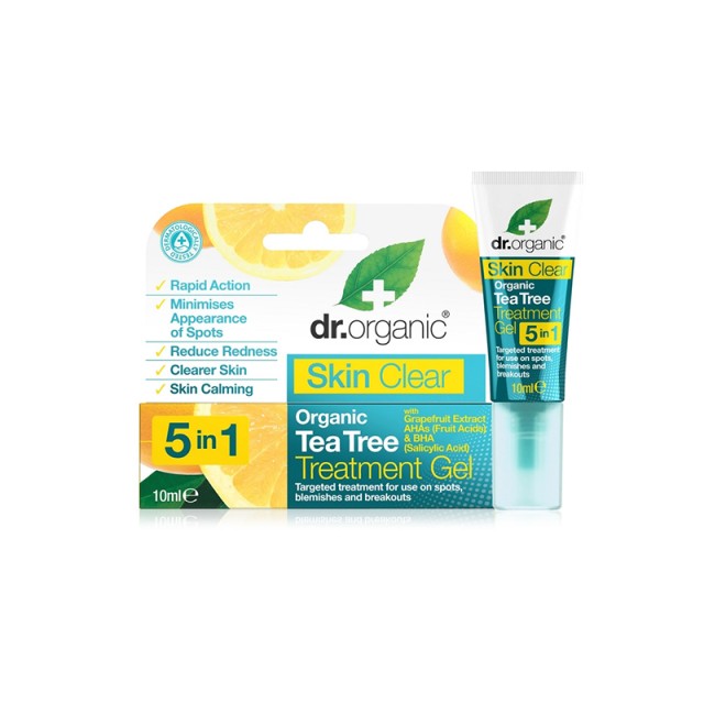 DR. ORGANIC Skin Clear Organic Tea Tree Treatment Gel Αντισηπτικό Gel Γρήγορης Απορρόφησης & Δράσης για Λιπαρές Επιδερμίδες 10ml