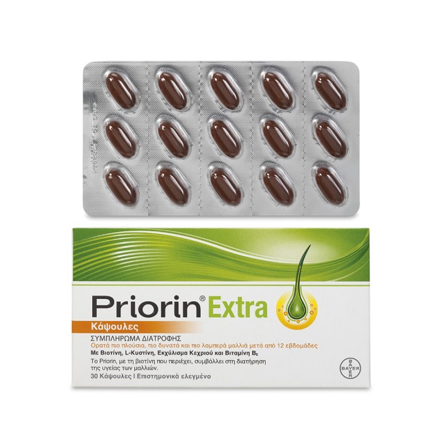 PRIORIN Extra Συμπλήρωμα Διατροφής Κατά Της Τριχόπτωσης 30 κάψουλες
