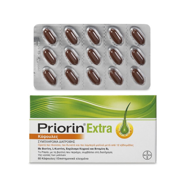 PRIORIN Extra Συμπλήρωμα Διατροφής Κατά Της Τριχόπτωσης 60 κάψουλες