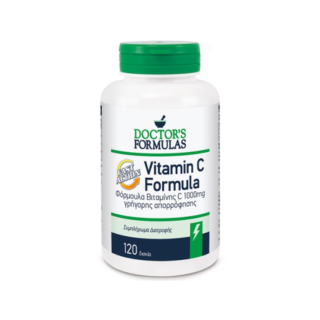 DOCTOR’S FORMULAS Vitamin C Fast Action 1000mg Συμπλήρωμα Διατροφής που Συμβάλλει στη ενίσχυση του ανοσοποιητικού συστήματος 120 κάψουλες