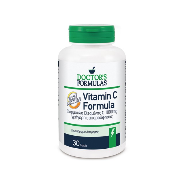 DOCTOR’S FORMULAS Vitamin C Fast Action 1000mg Συμπλήρωμα Διατροφής που Συμβάλλει στη ενίσχυση του ανοσοποιητικού συστήματος 30 κάψουλες