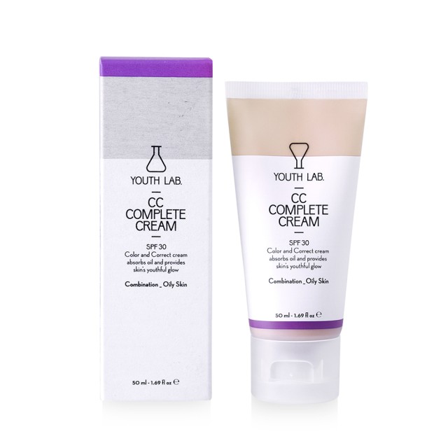 YOUTH LAB Cc Complete Cream Spf 30 Καλυπτική Κρέμα με Χρώμα για Λιπαρές Επιδερμίδες 50ml