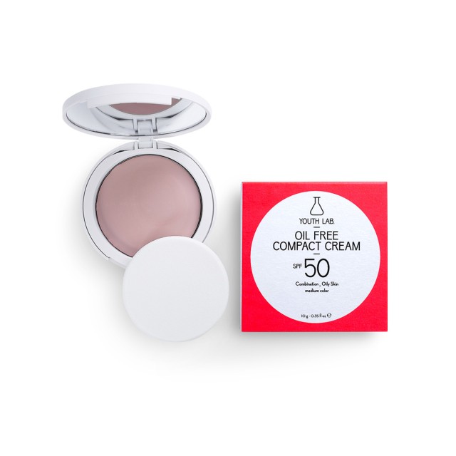YOUTH LAB Oil Free Compact Cream Powder Spf 50 Medium Αντηλιακό Προσώπου σε Μορφή Πούδρας Μεσαία Κάλυψη για Λιπαρές - Μικτές Επιδερμίδες 10gr