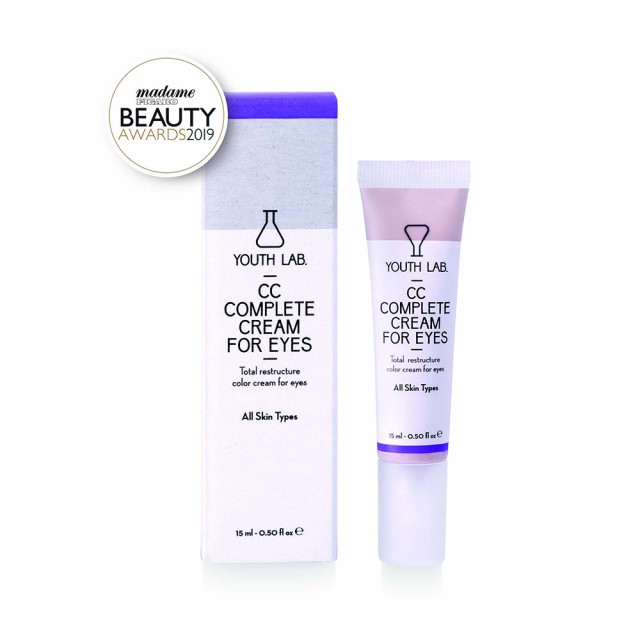 YOUTH LAB Cc Complete Cream For Eyes Κρέμα Ολικής Ανανέωσης Ματιών με Χρώμα Κατάλληλη για Όλους τους Τύπους Επιδερμίδας 15ml
