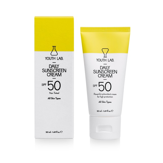 YOUTH LAB Daily Sunscreen Cream Spf50 Non Tinted Αντηλιακή Κρέμα Προσώπου Χωρίς Χρώμα για Όλους τους Τύπους Επιδερμίδας 50ml