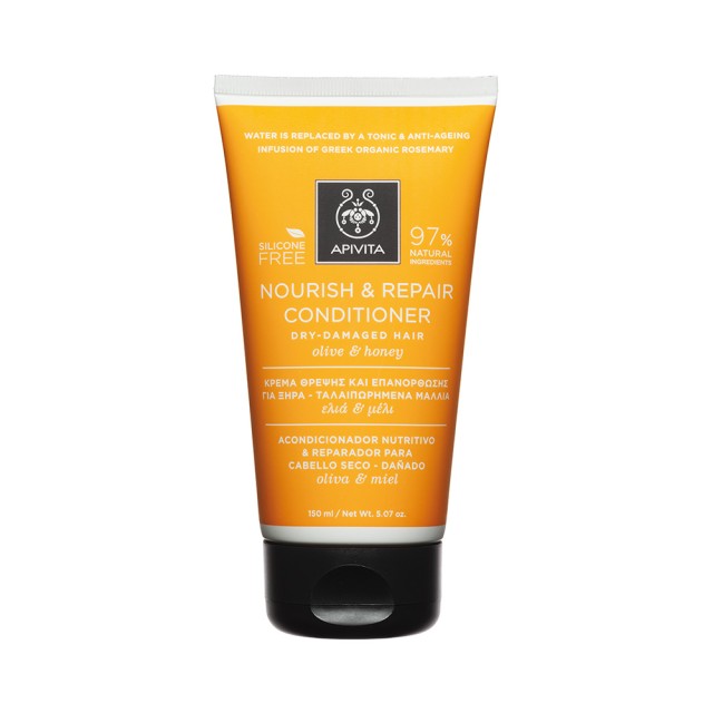 APIVITA Nourish Repair Conditioner Κρέμα Θρέψης και Επανόρθωσης για Ξηρά/Ταλαιπωρημένα Μαλλιά με Ελιά & Μέλι 150ml