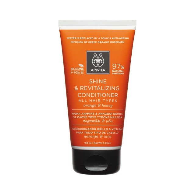 APIVITA Shine & Revitalizing Conditioner Κρέμα Λάμψης & Αναζωογόνησης για όλους τους Τύπους Μαλλιών με Πορτοκάλι & Μέλι 150ml
