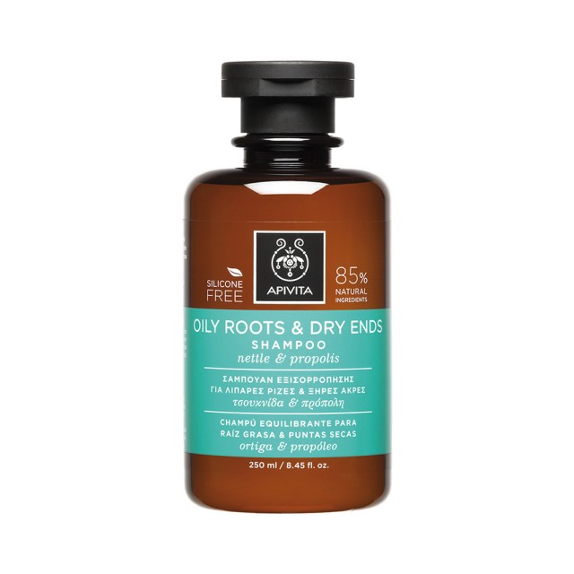APIVITA Oily Roots & Dry Edges Σαμπουάν Εξισορρόπησης για Λιπαρές Ρίζες και Ξηρές Άκρες με Τσουκνίδα & Πρόπολη 250ml