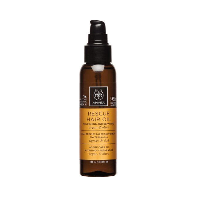 APIVITA Rescue Hair Oil Λάδι Θρέψης & Επανόρθωσης για τα Μαλλιά με Aργκάν & Ελιά 100ml